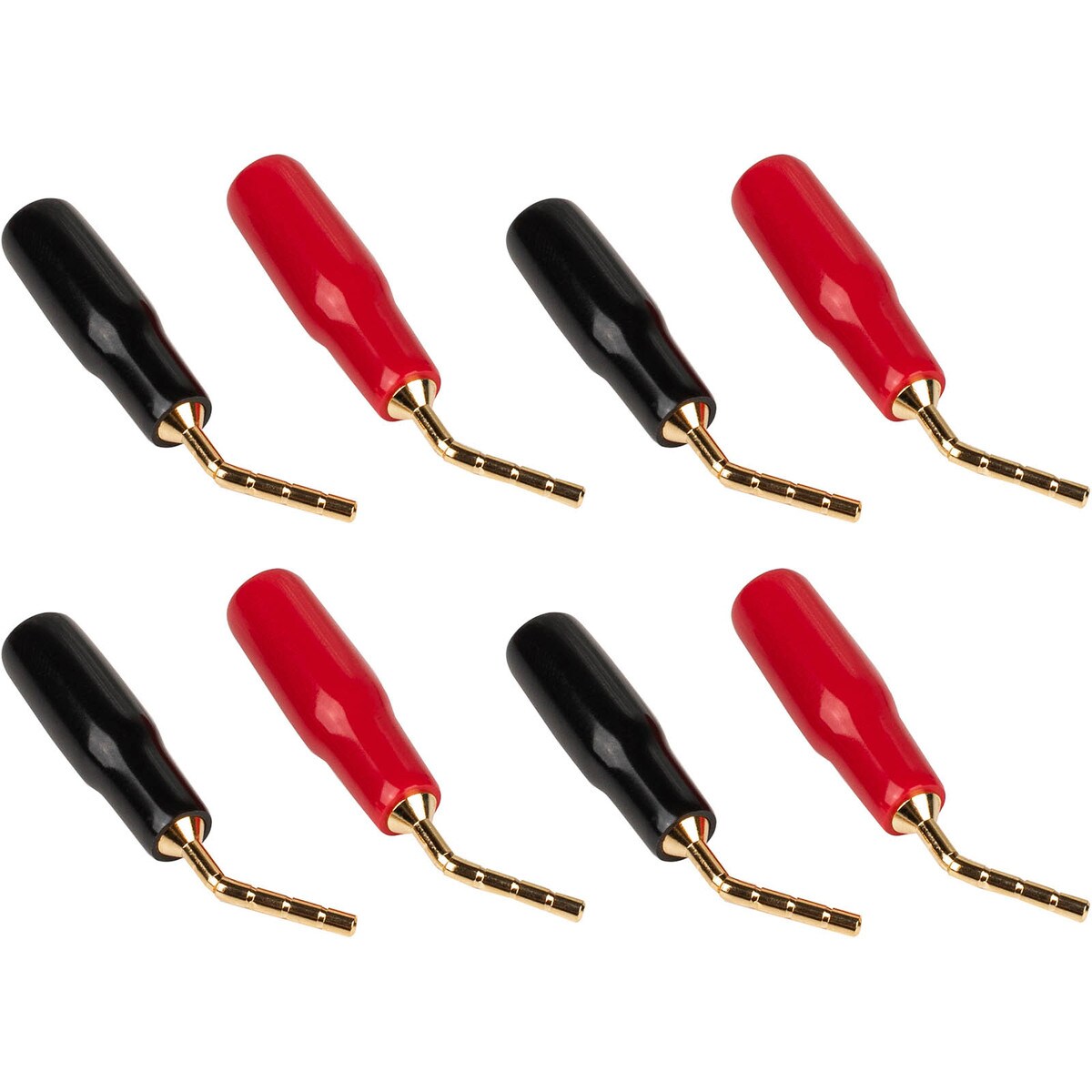 Gold Speaker Wire Pins Angled 45 Degrees Black and Red for 18 to 12 AWG